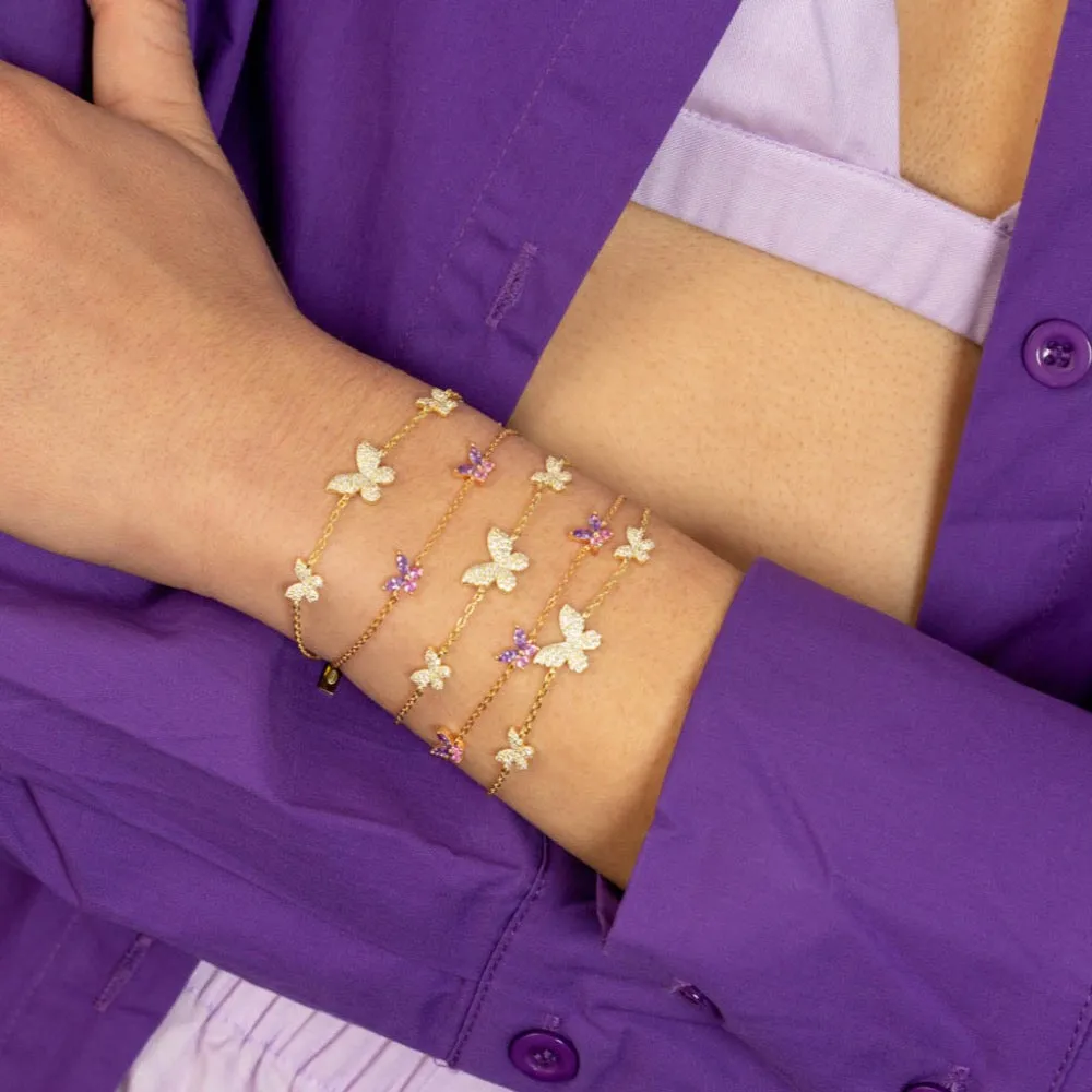 Pavé Triple Butterfly Bracelet
