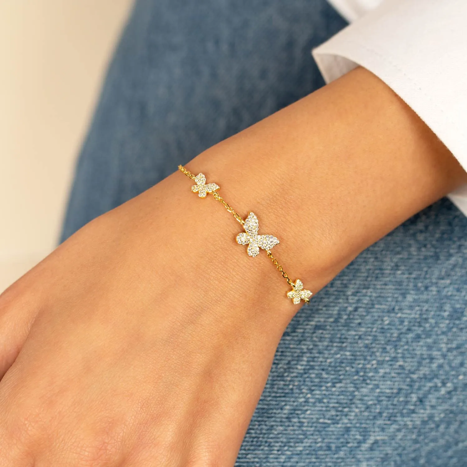 Pavé Triple Butterfly Bracelet