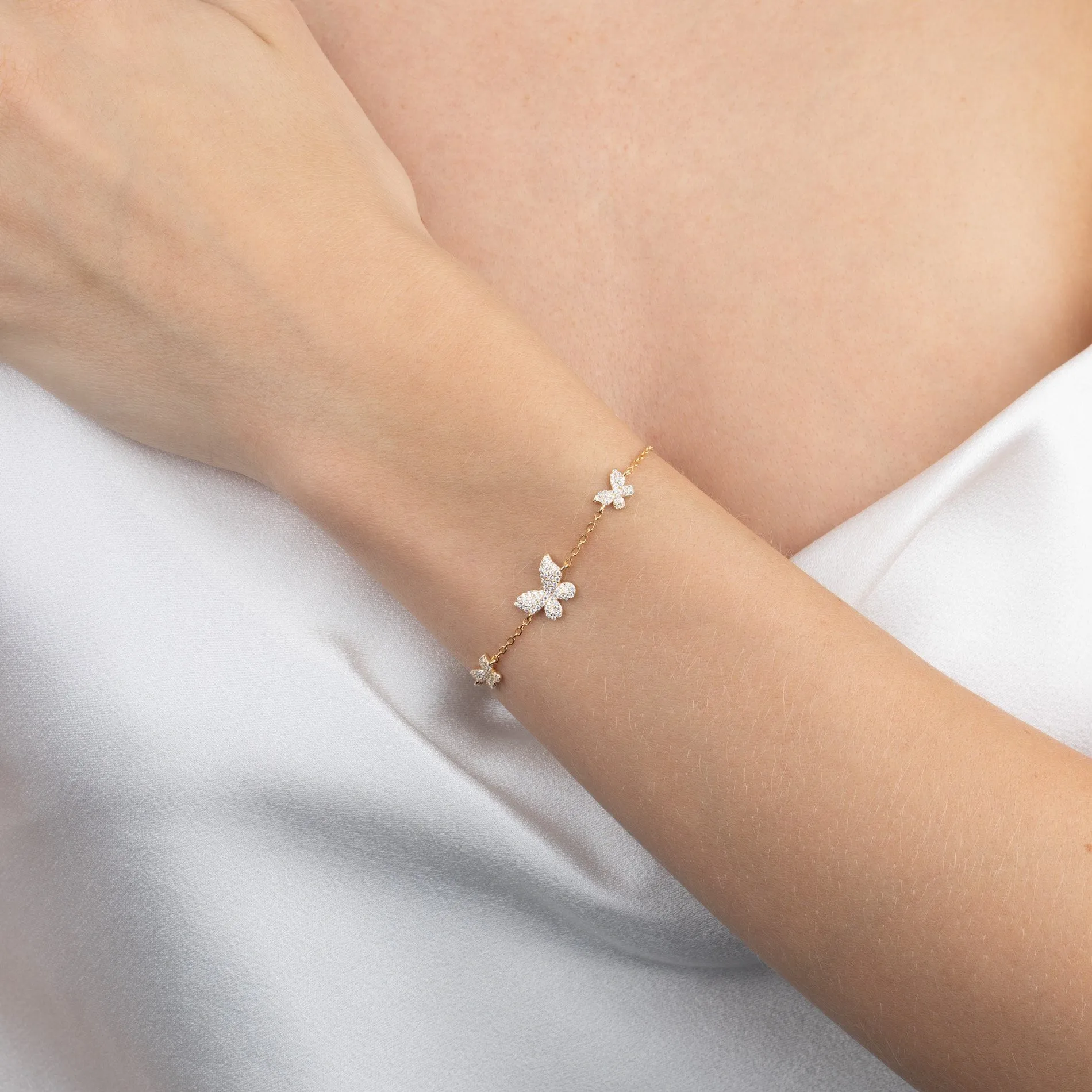 Pavé Triple Butterfly Bracelet