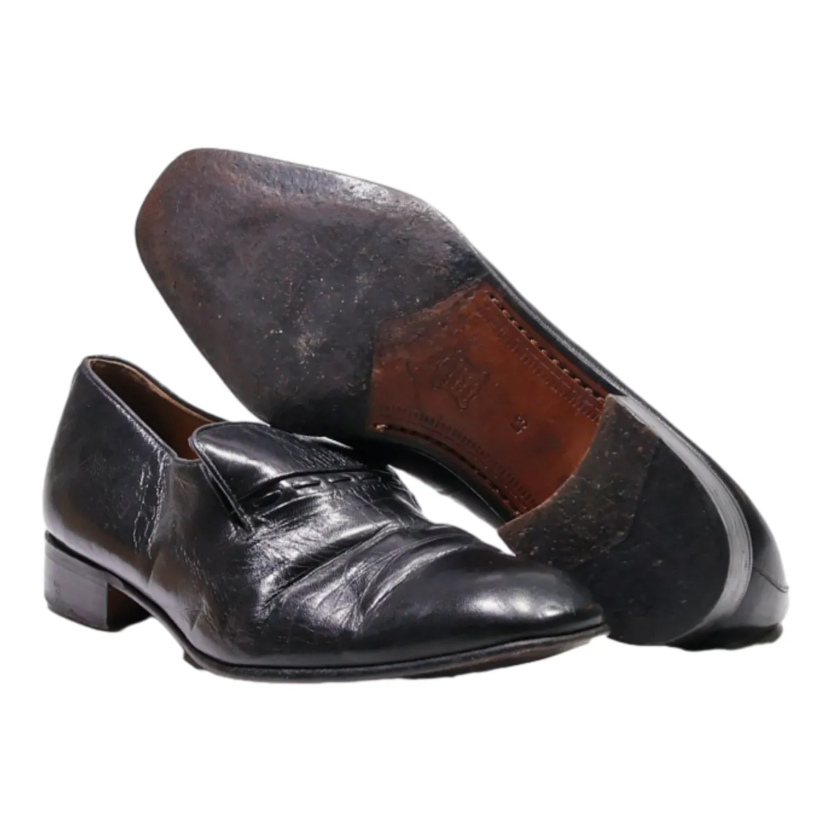 PERENIAL Loafer Shoes Black Leather Mens UK 9