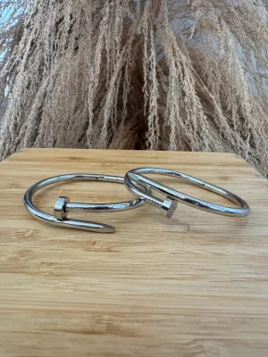 Plain Jane Silver Nail Bracelet