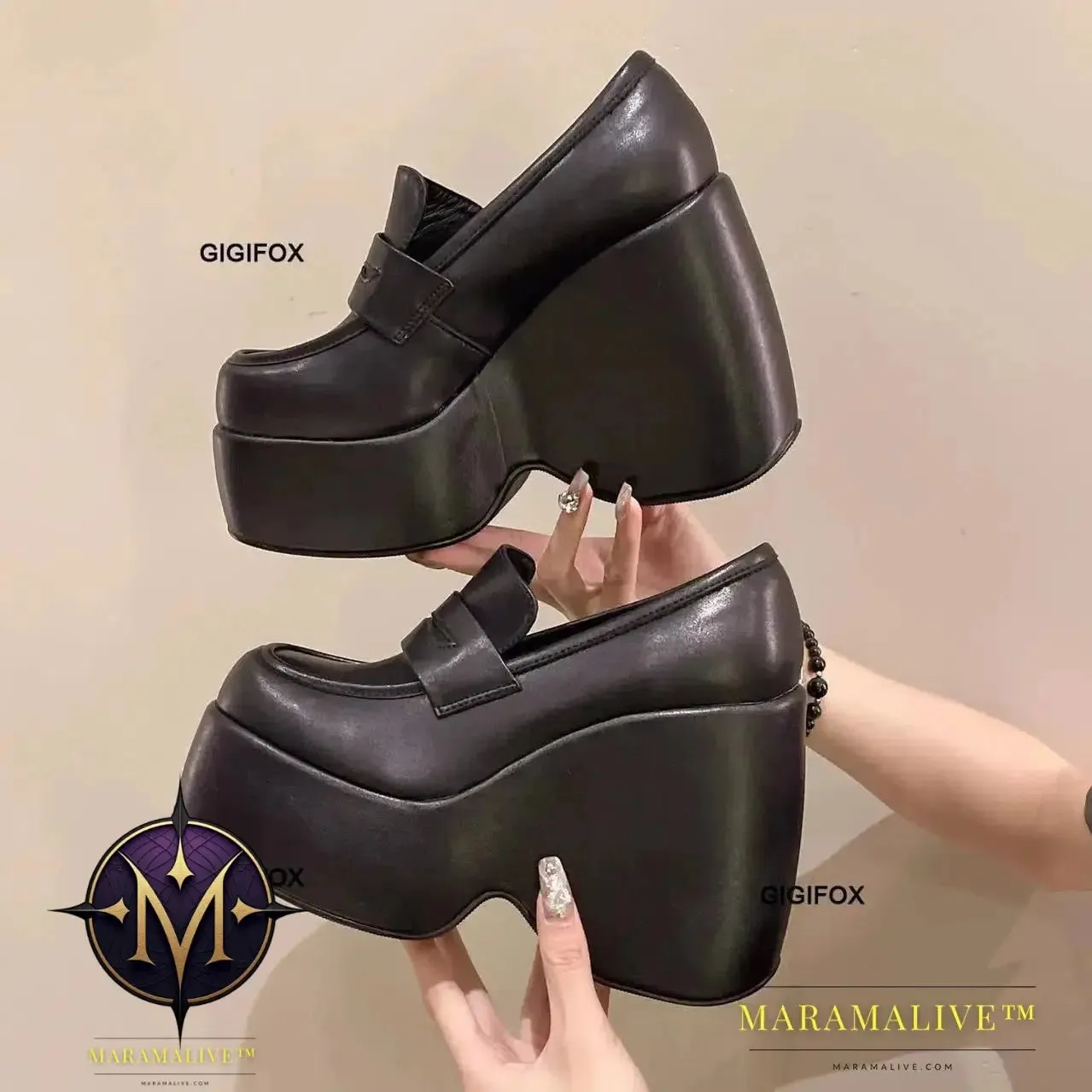 Platform Wedge Pumps For Women Slip On Mary Jane Punk Goth Fashion High Heels Shoes Spring Casual Mary Janes Lolita