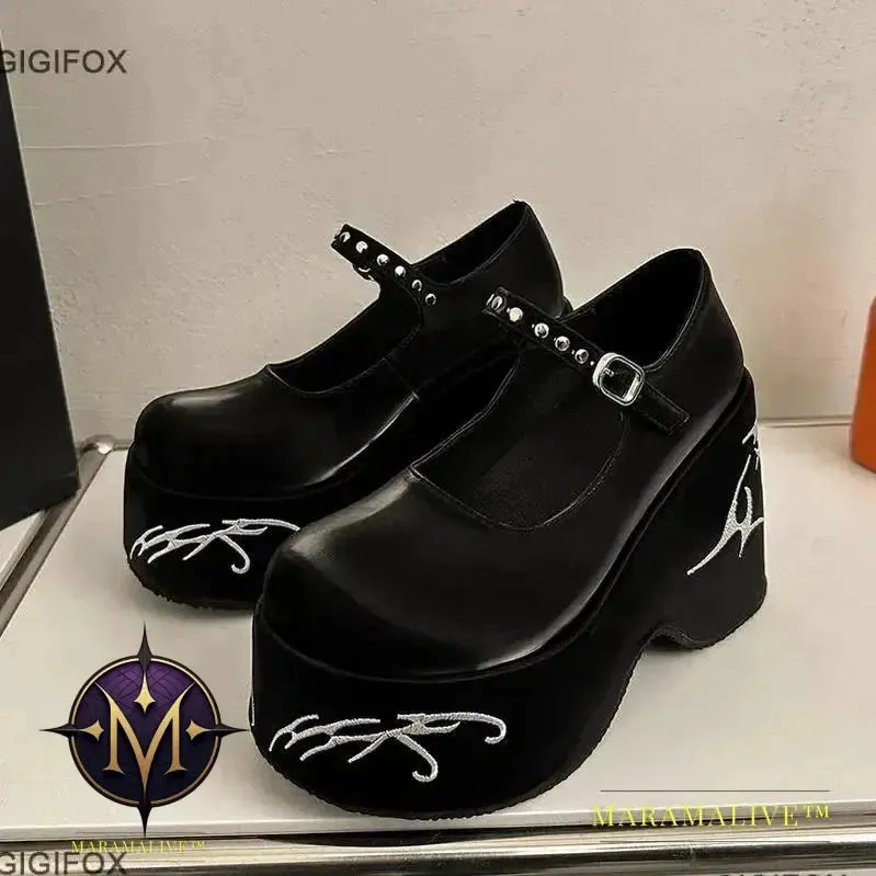 Platform Wedge Pumps For Women Slip On Mary Jane Punk Goth Fashion High Heels Shoes Spring Casual Mary Janes Lolita