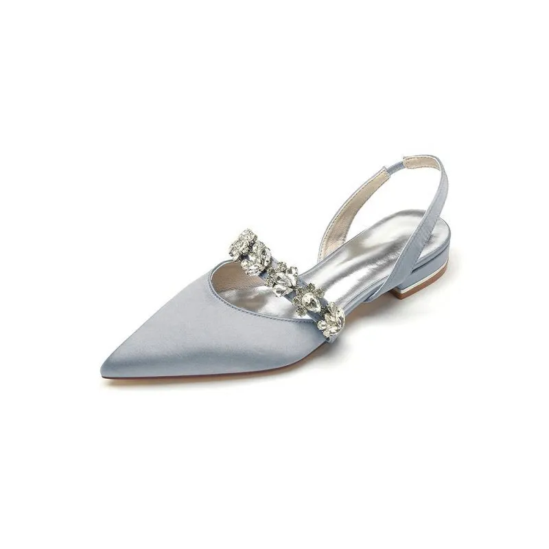 Pointed Toe Wedding Flats with Rhinestone