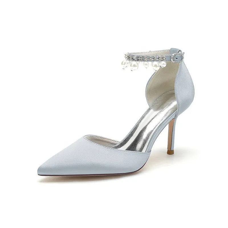 Pointed Toe Wedding Heels with Pearl Tassel