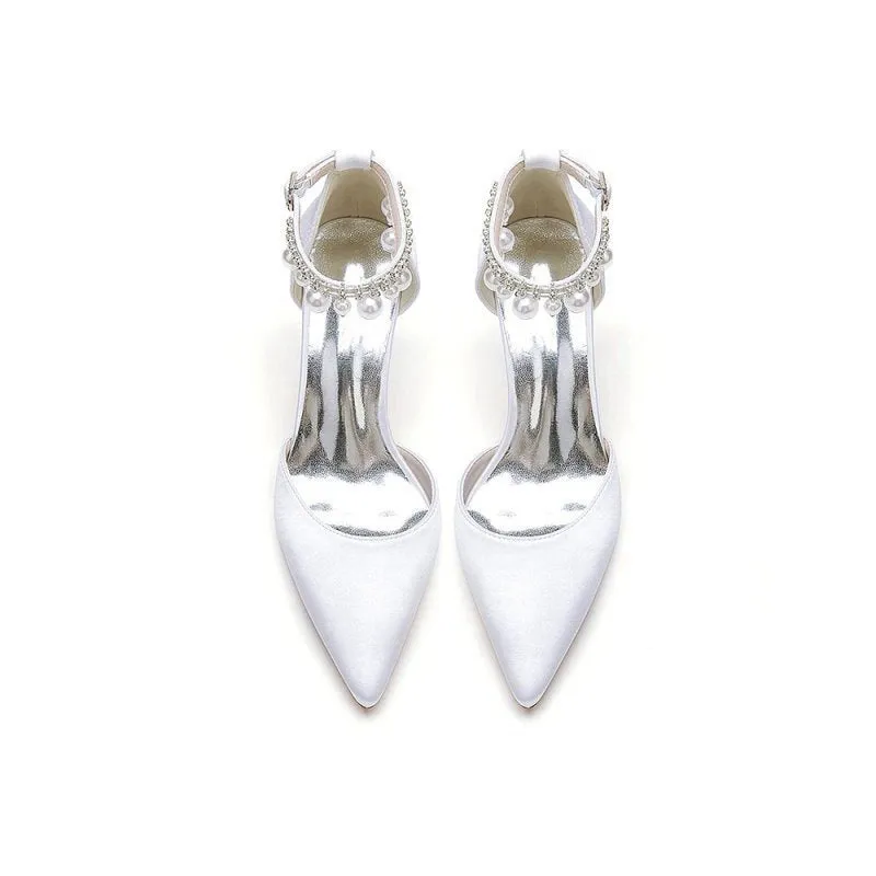 Pointed Toe Wedding Heels with Pearl Tassel