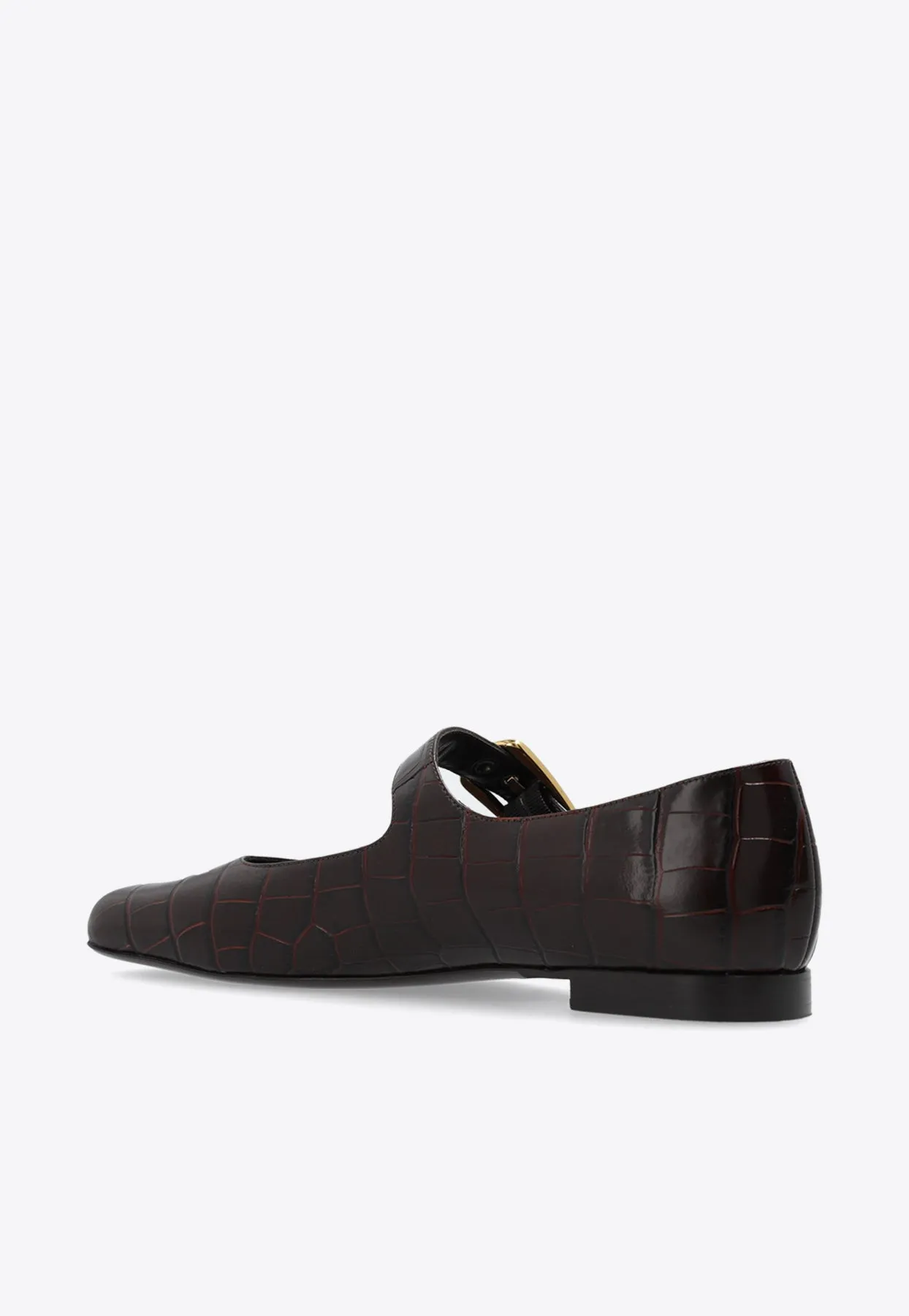 Polly Croc-Embossed Leather flats