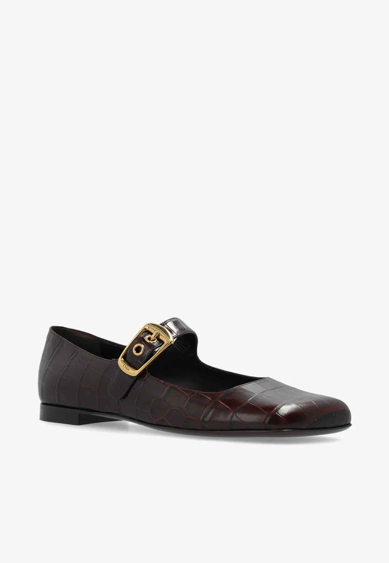 Polly Croc-Embossed Leather flats