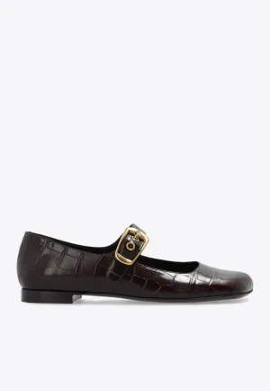 Polly Croc-Embossed Leather flats