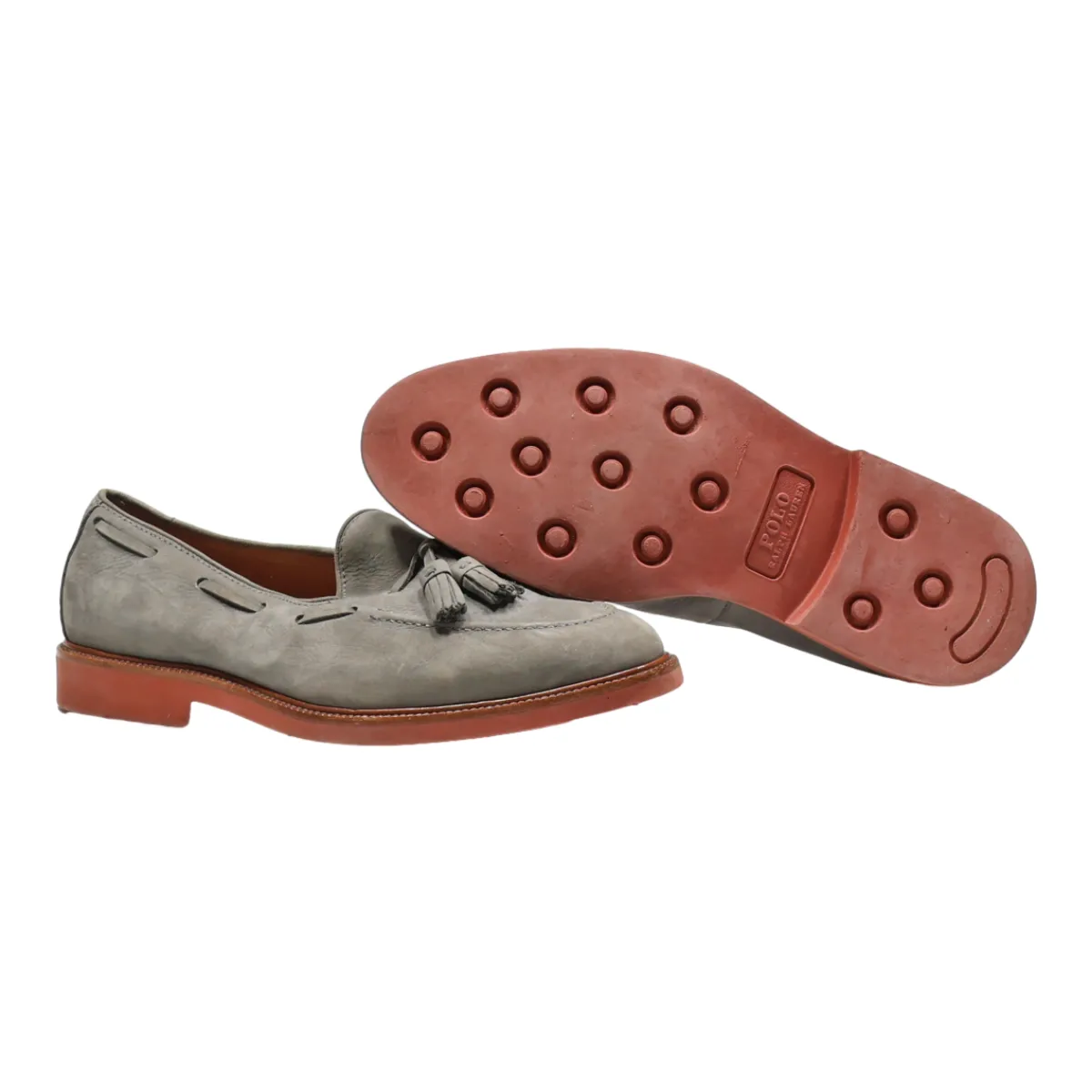 POLO RALPH LAUREN Loafer Shoes Grey Leather Mens UK 7