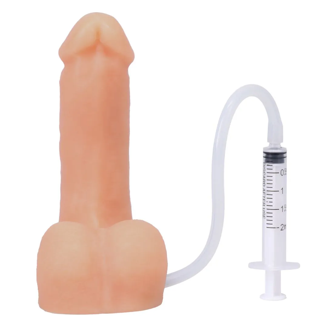 Pop N' Play Silicone Squirting Packer Dildo - Vanilla