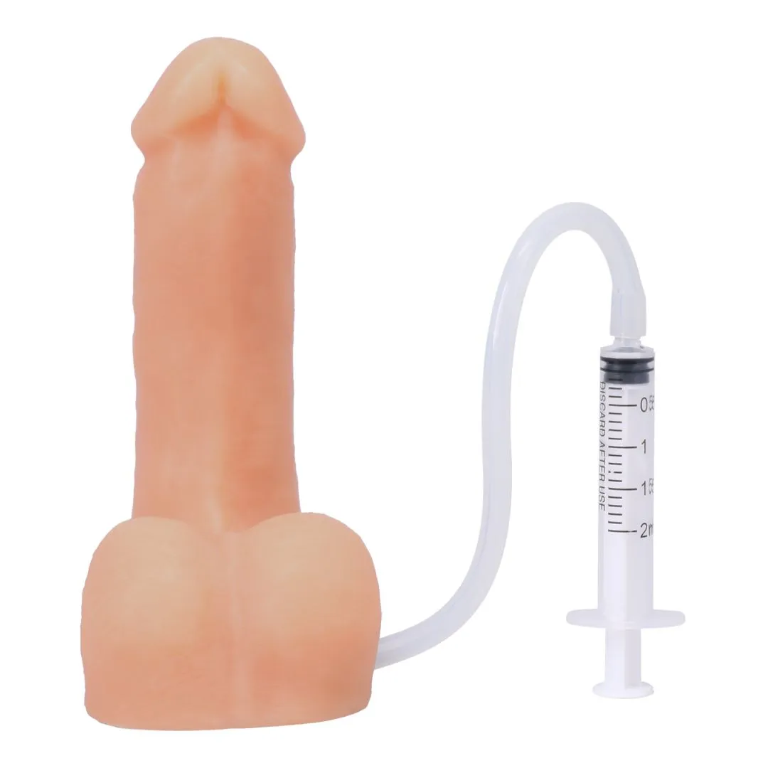 Pop N' Play Silicone Squirting Packer Dildo - Vanilla