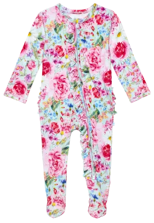 Posh Peanut Alice Ruffled Zippered Footie