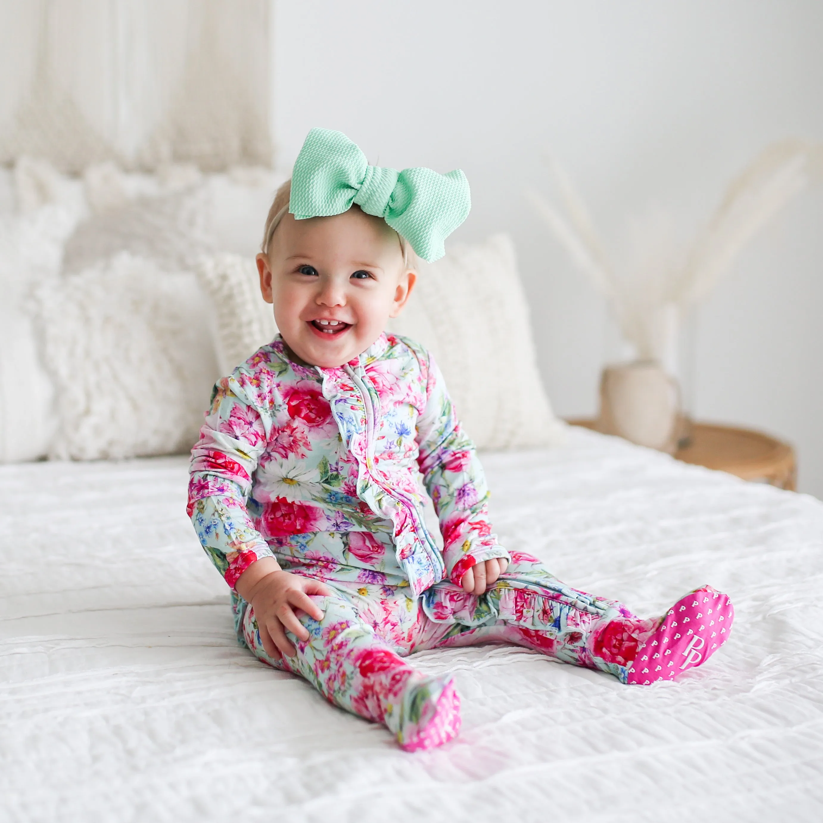Posh Peanut Alice Ruffled Zippered Footie