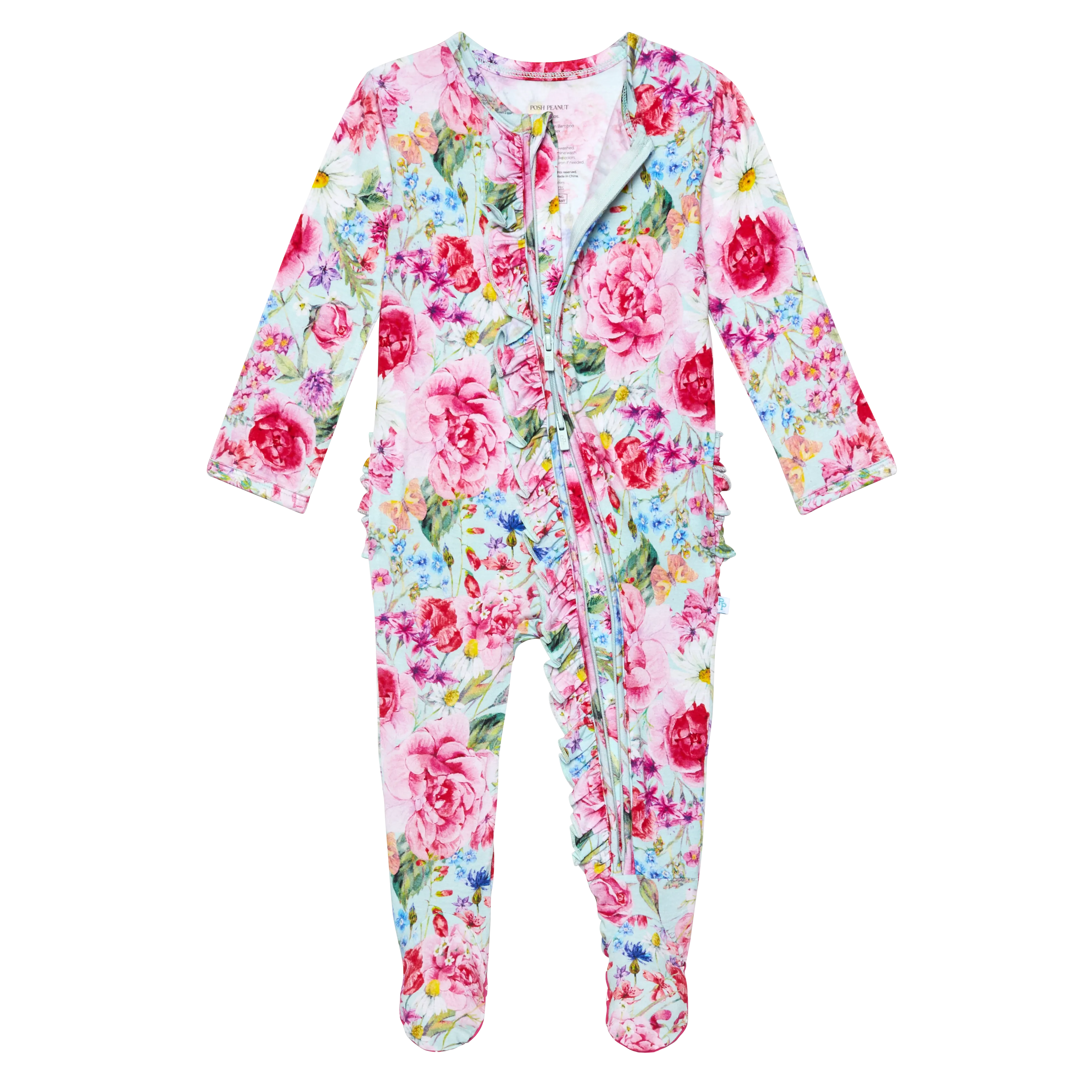 Posh Peanut Alice Ruffled Zippered Footie