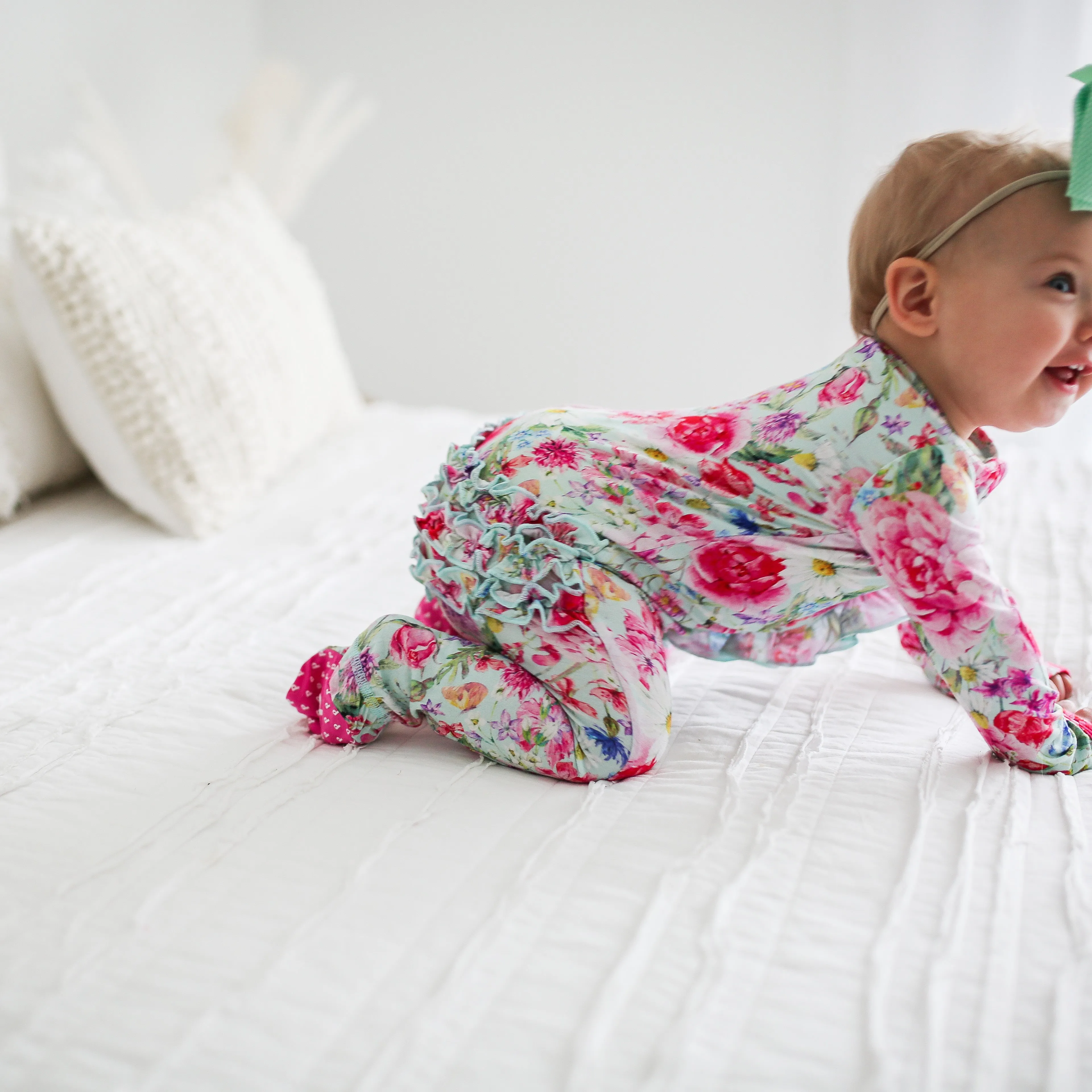 Posh Peanut Alice Ruffled Zippered Footie