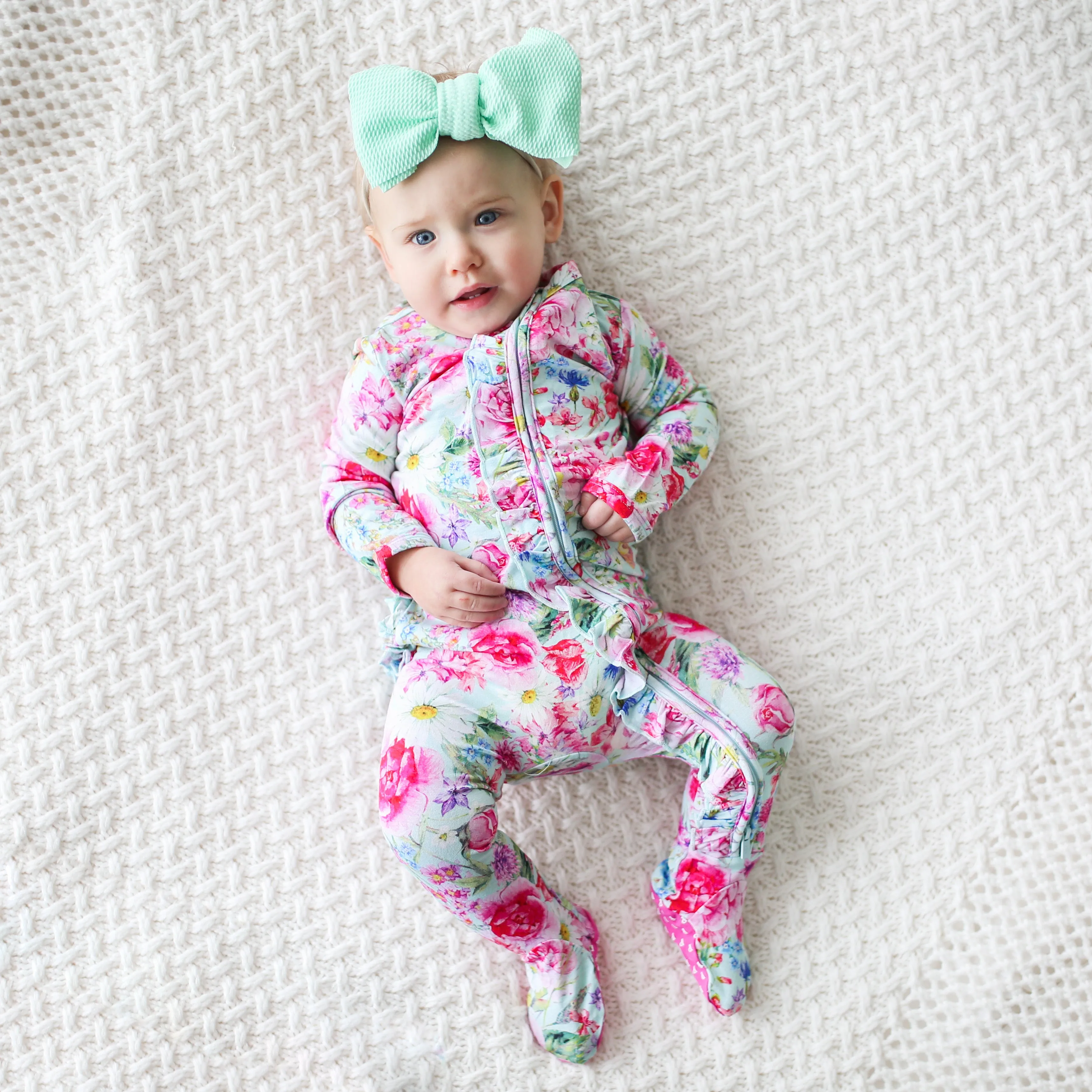 Posh Peanut Alice Ruffled Zippered Footie