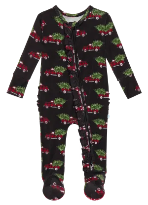 Posh Peanut Levi Ruffled Zippered Footie