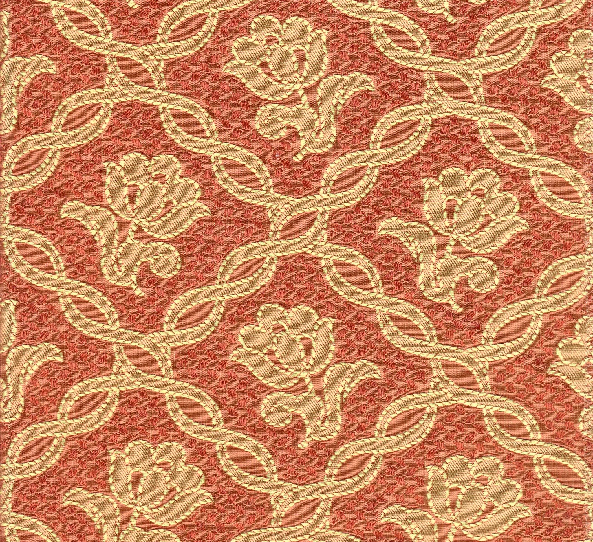 Quadrille Woven Fabric: Castille - Flame; Cotton/Viscose, Imported from Spain