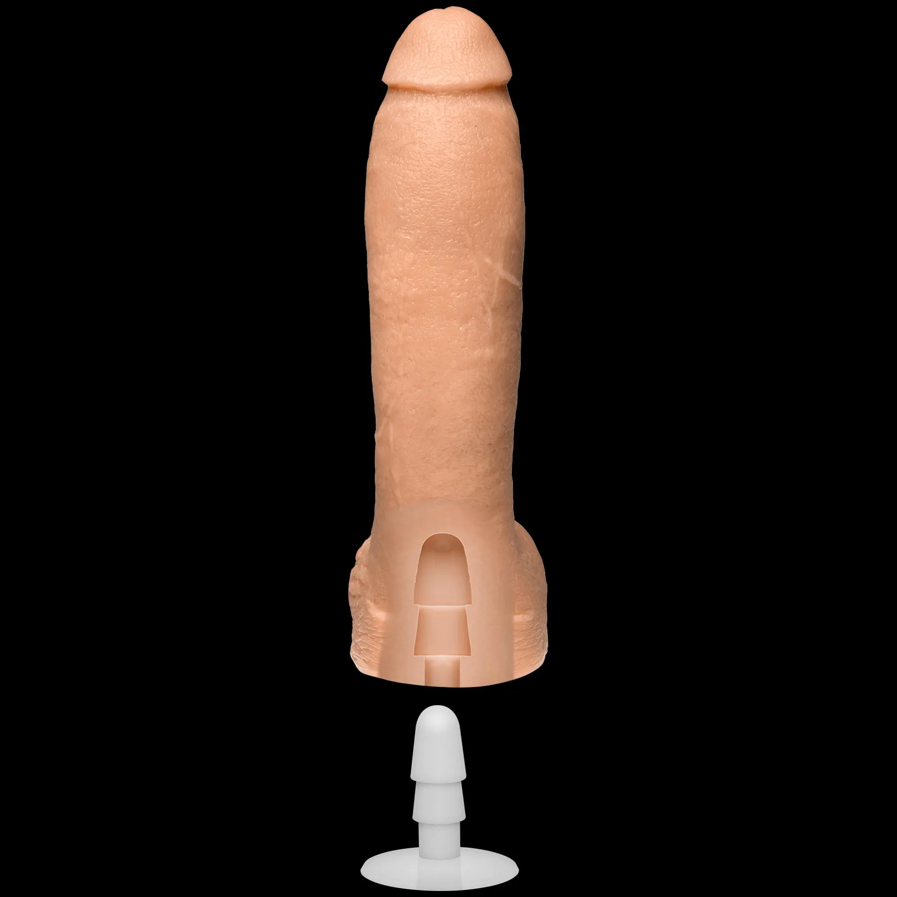 Realistic Cock Squirting 9.5" Dildo w/ Removable Vac U Lock Suction Cup - Vanilla