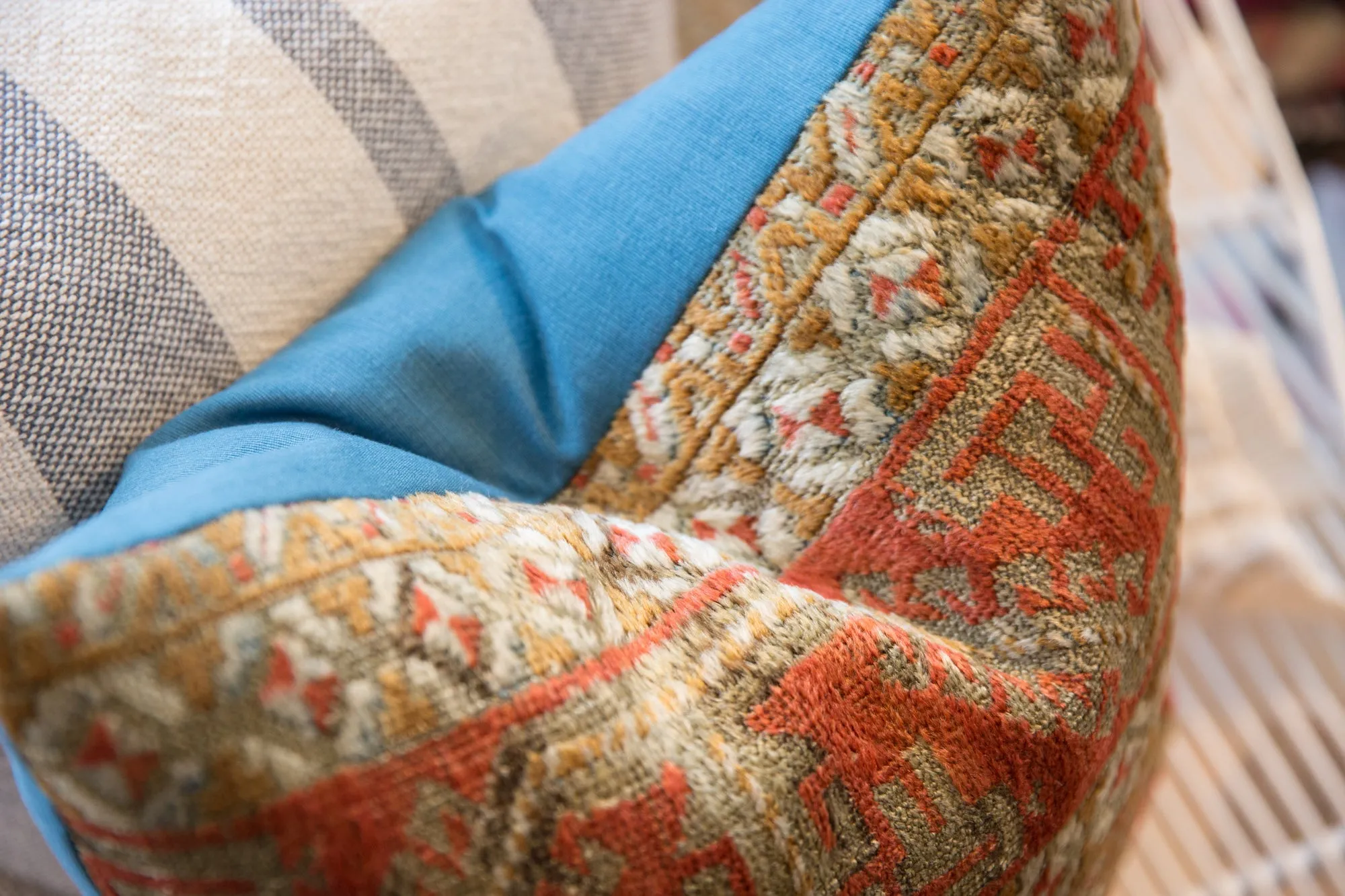 Reclaimed Antique Belouch Rug Fragment Throw Pillow