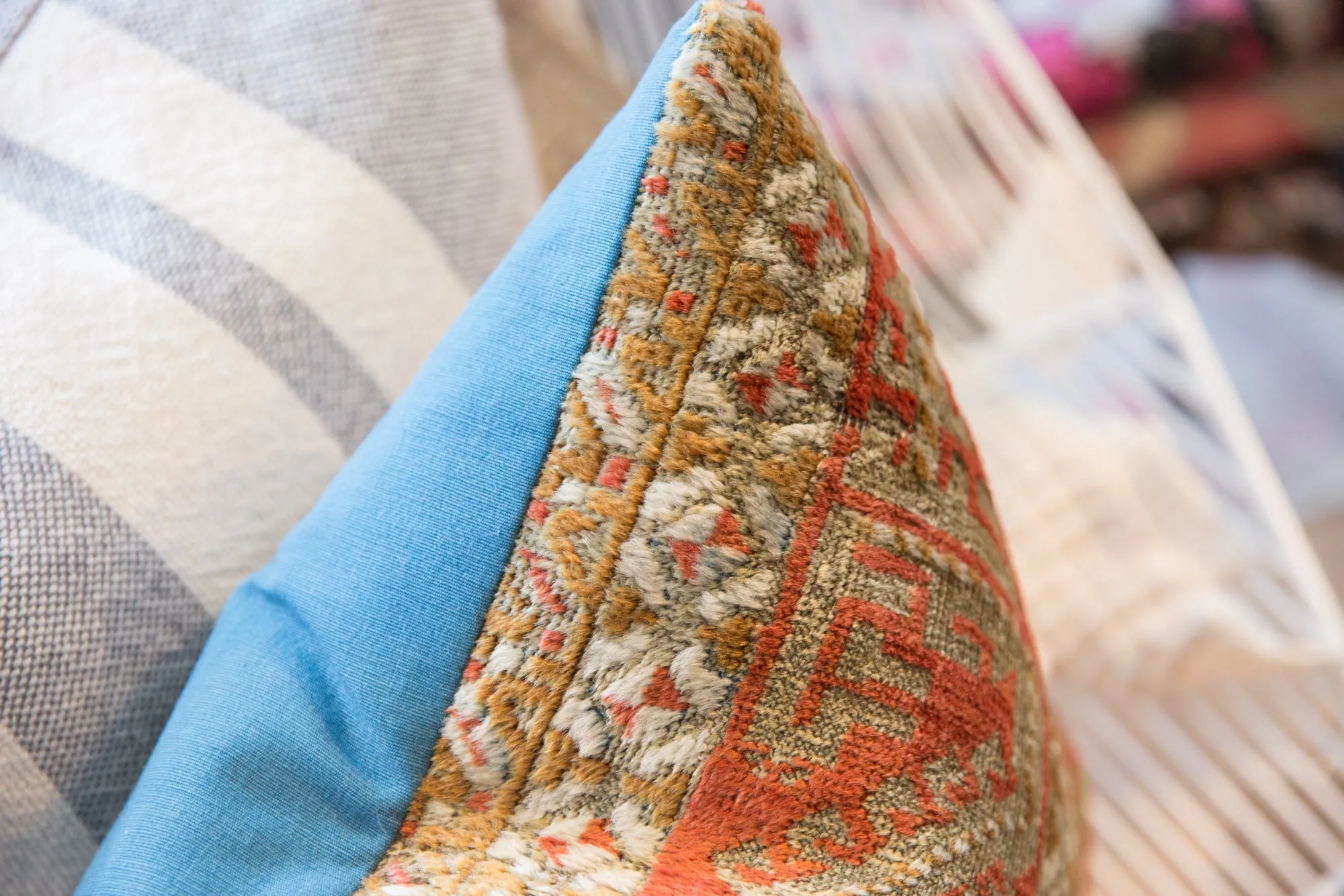 Reclaimed Antique Belouch Rug Fragment Throw Pillow