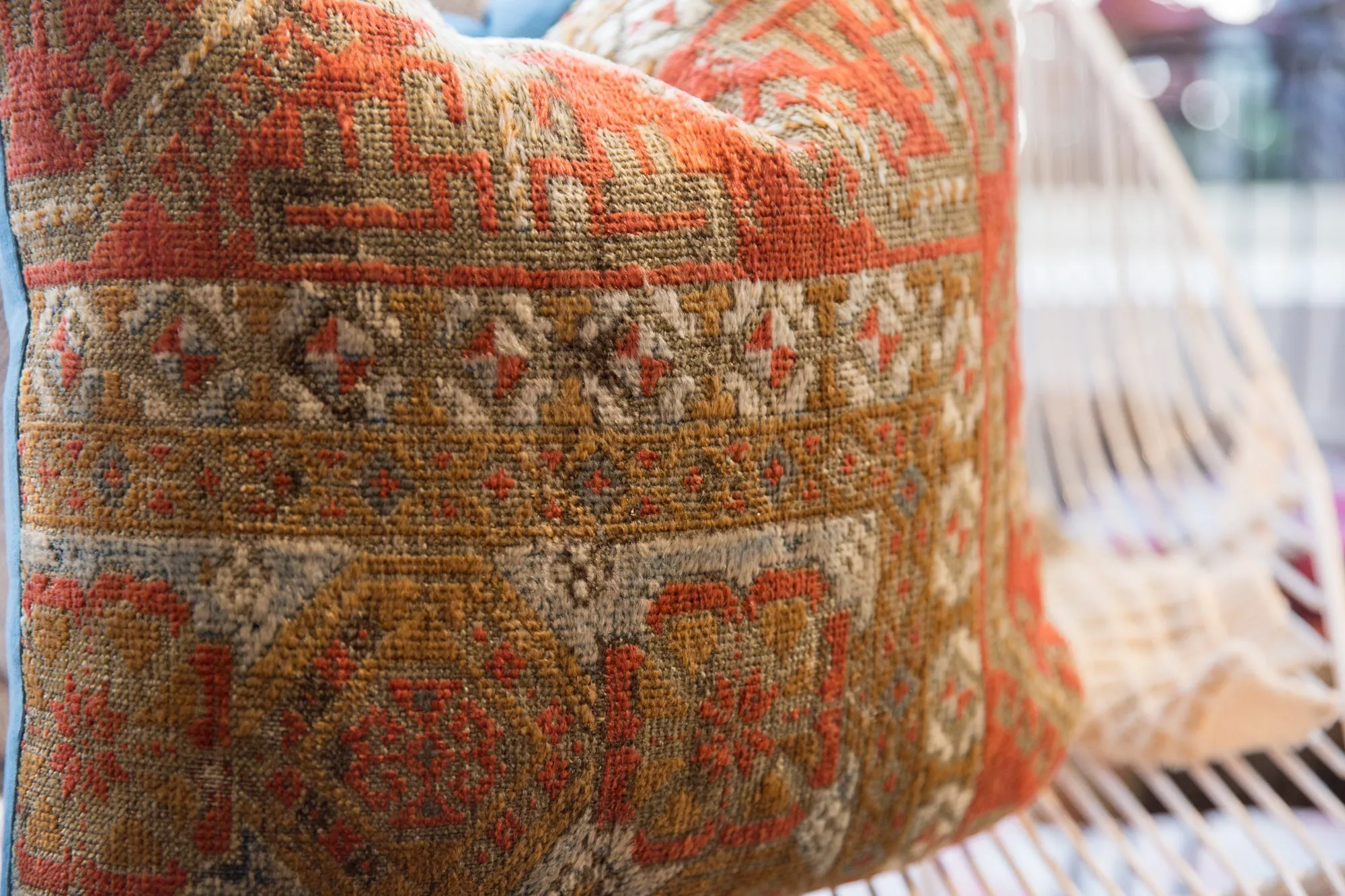 Reclaimed Antique Belouch Rug Fragment Throw Pillow