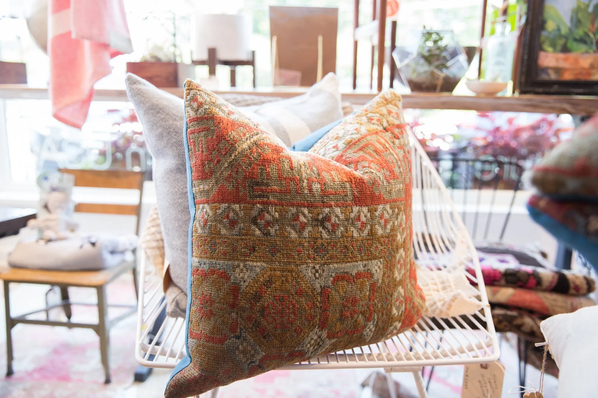 Reclaimed Antique Belouch Rug Fragment Throw Pillow