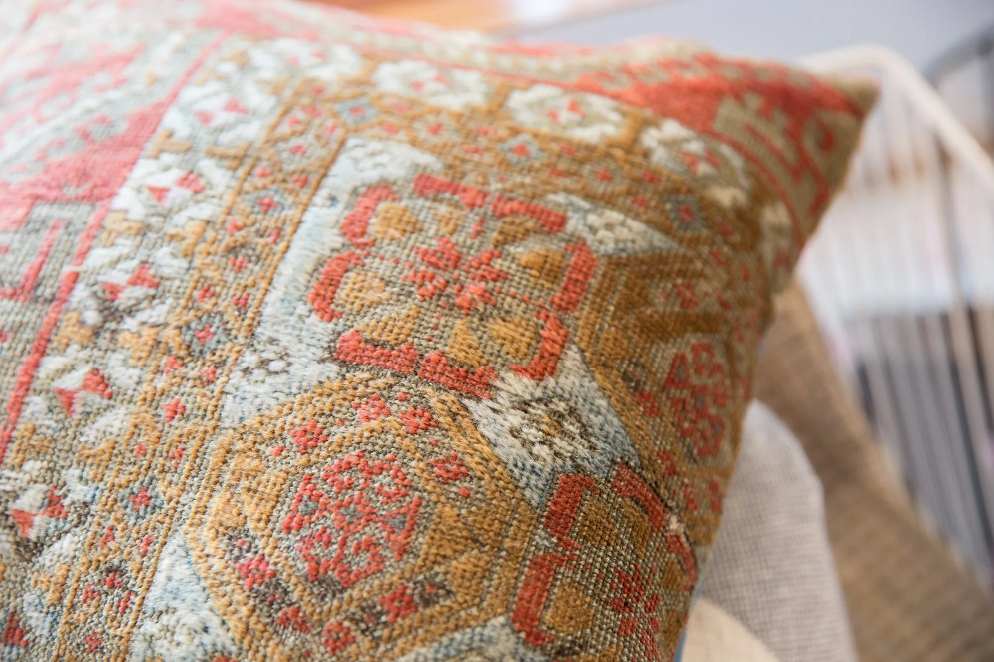 Reclaimed Antique Belouch Rug Fragment Throw Pillow
