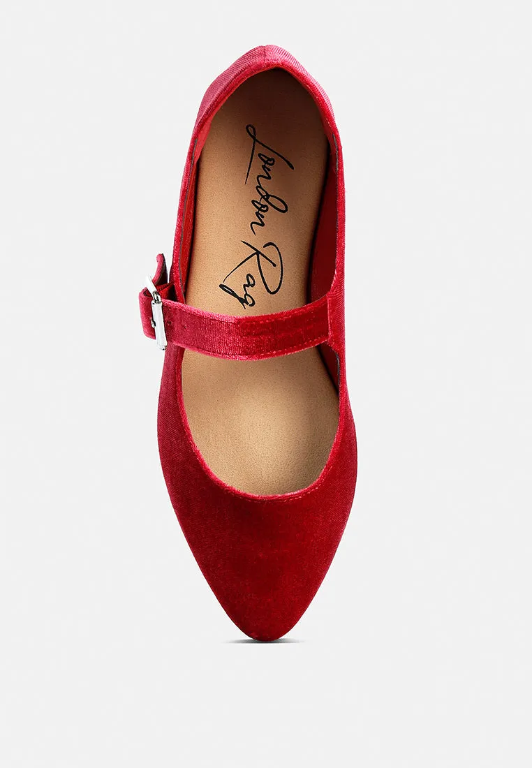 Red Velvet Mary Jane Flat Sandals