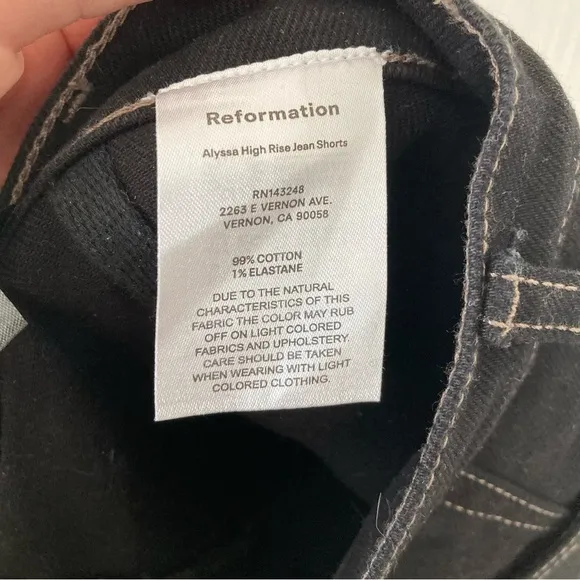 Reformation Alyssa High Rise Denim Short 28