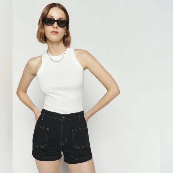 Reformation Alyssa High Rise Denim Short 28