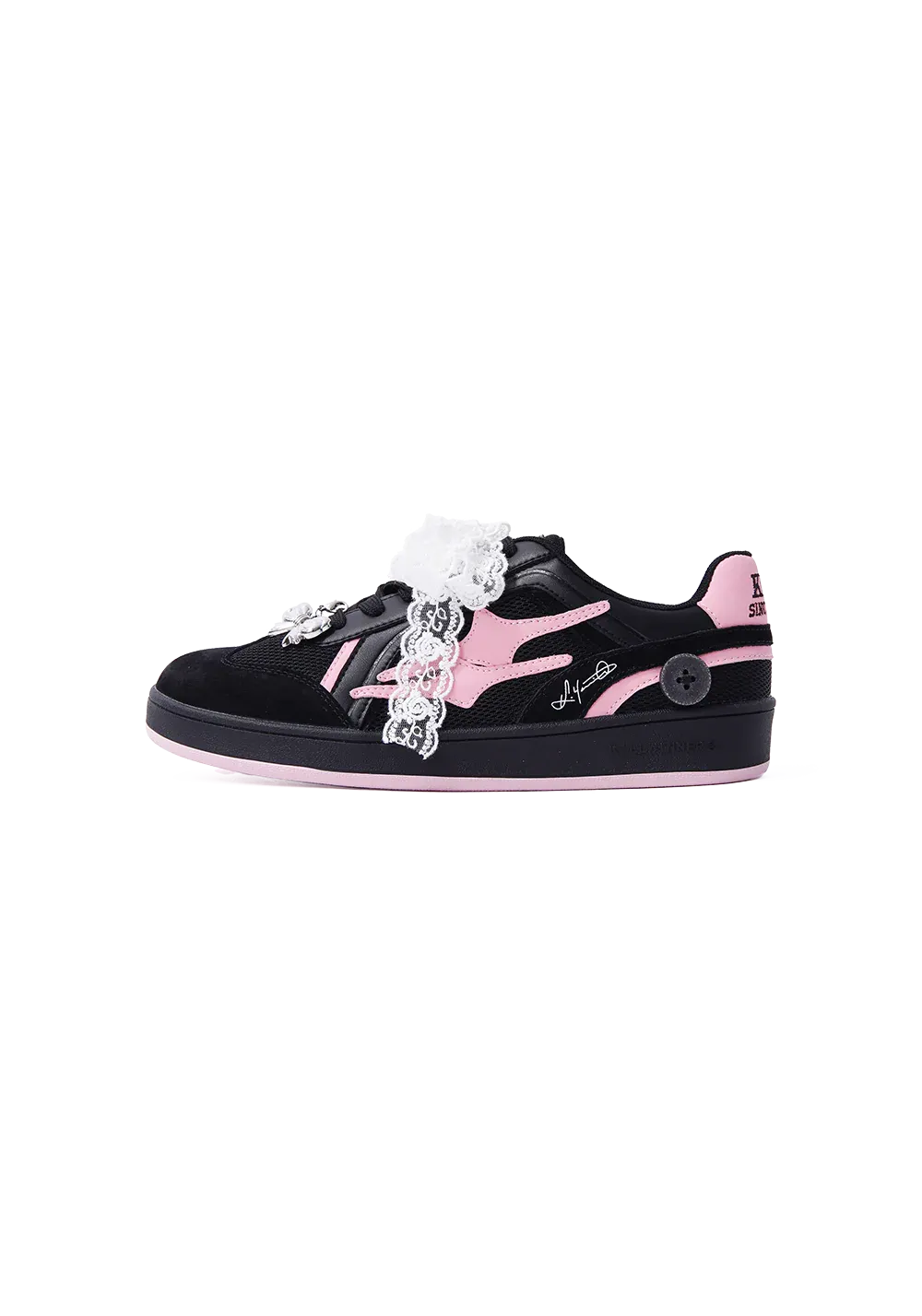 Retro Training Sneaker-Black Pink Bow