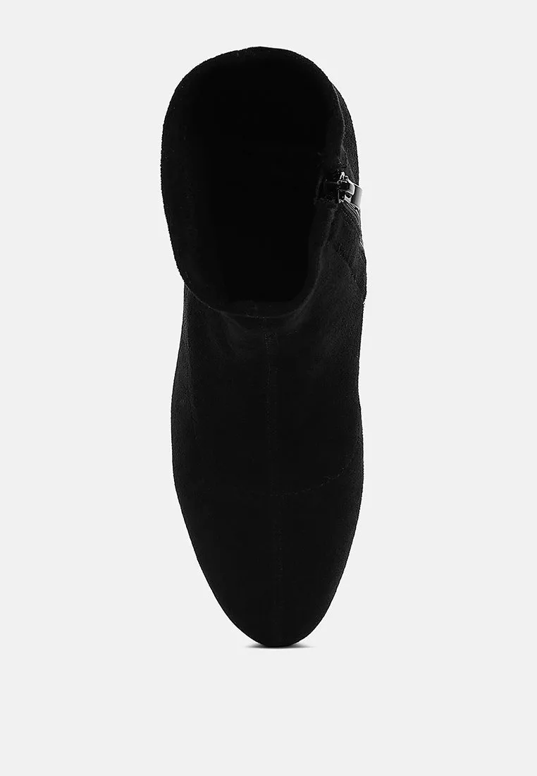 Rhinestones Embellished Block Heel Boots By RUW