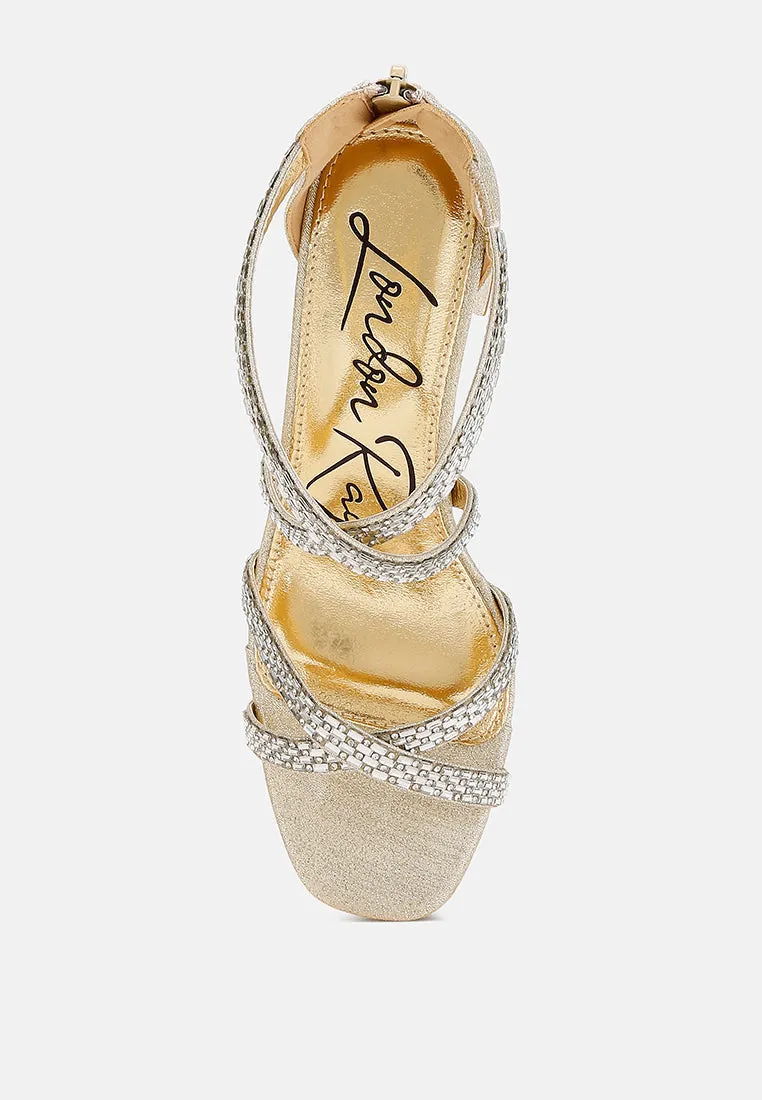 Rhinestones Embellished Strappy Sandals By RUW