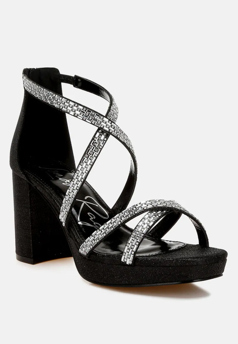 Rhinestones Embellished Strappy Sandals By RUW
