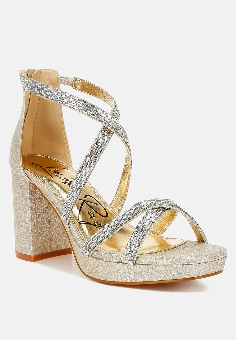 Rhinestones Embellished Strappy Sandals By RUW