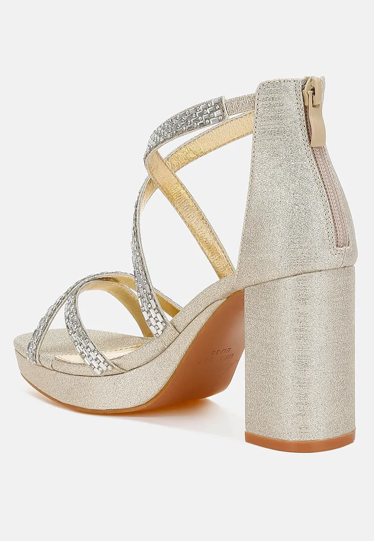 Rhinestones Embellished Strappy Sandals By RUW