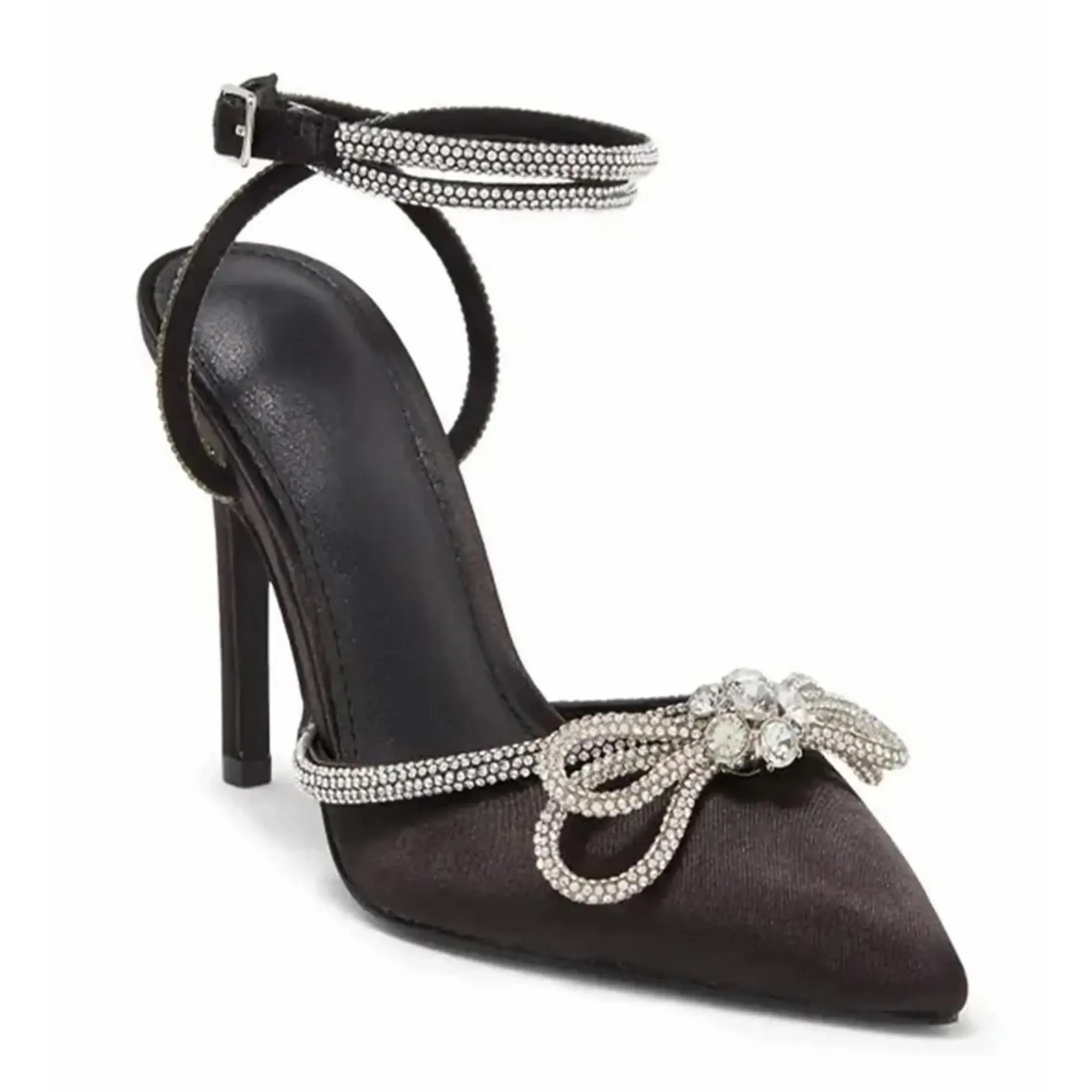Ruby - Pointed Toe High Heels with Embellished Bow, Thin Stiletto & Lightly Padded Insole, Elegant for Evening Events