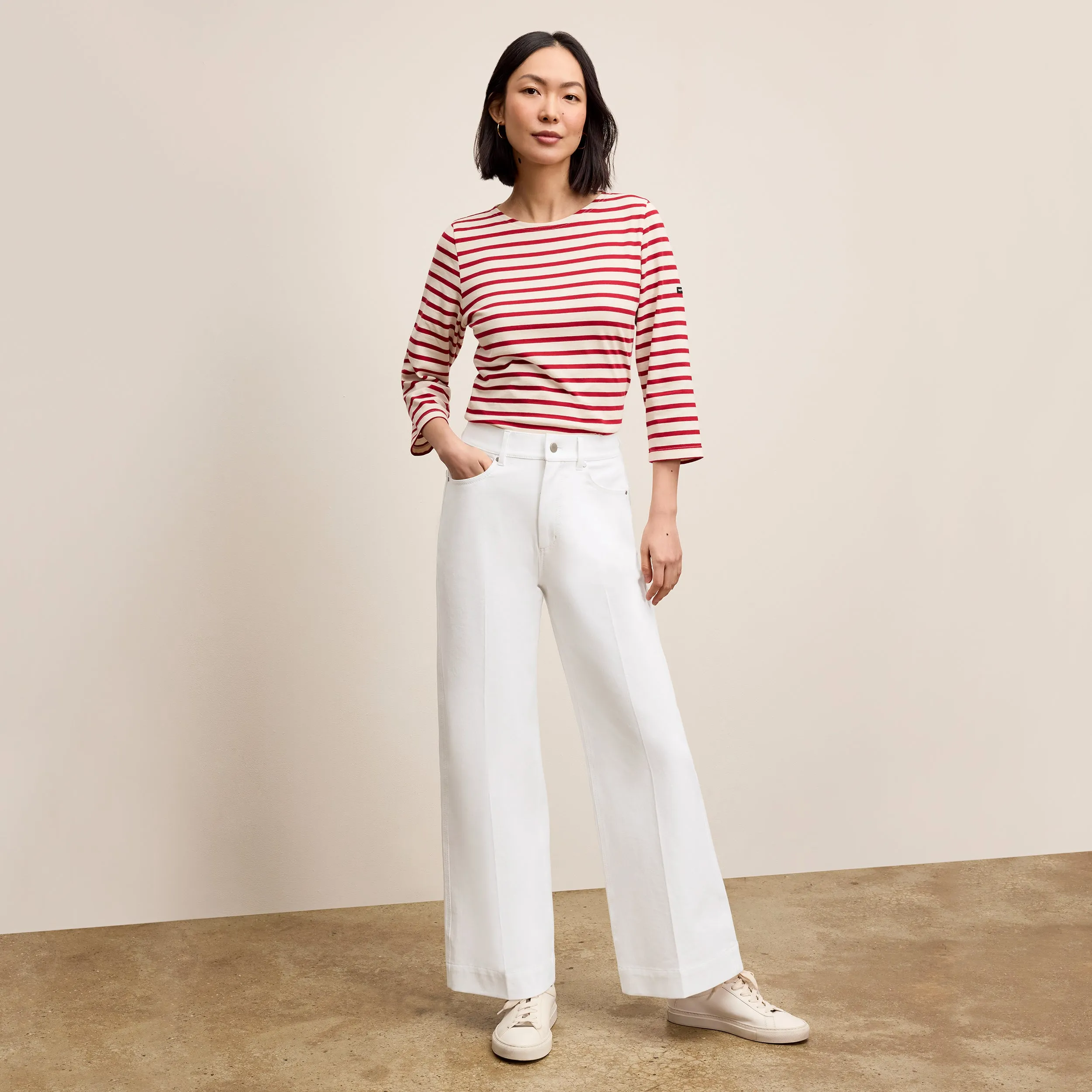 Saint James Galathee II 3/4 Sleeve - Jersey :: Ecru/Persan