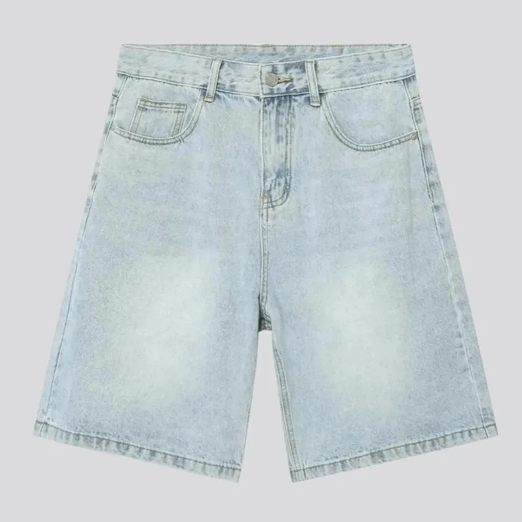 Sanded baggy jean shorts for men