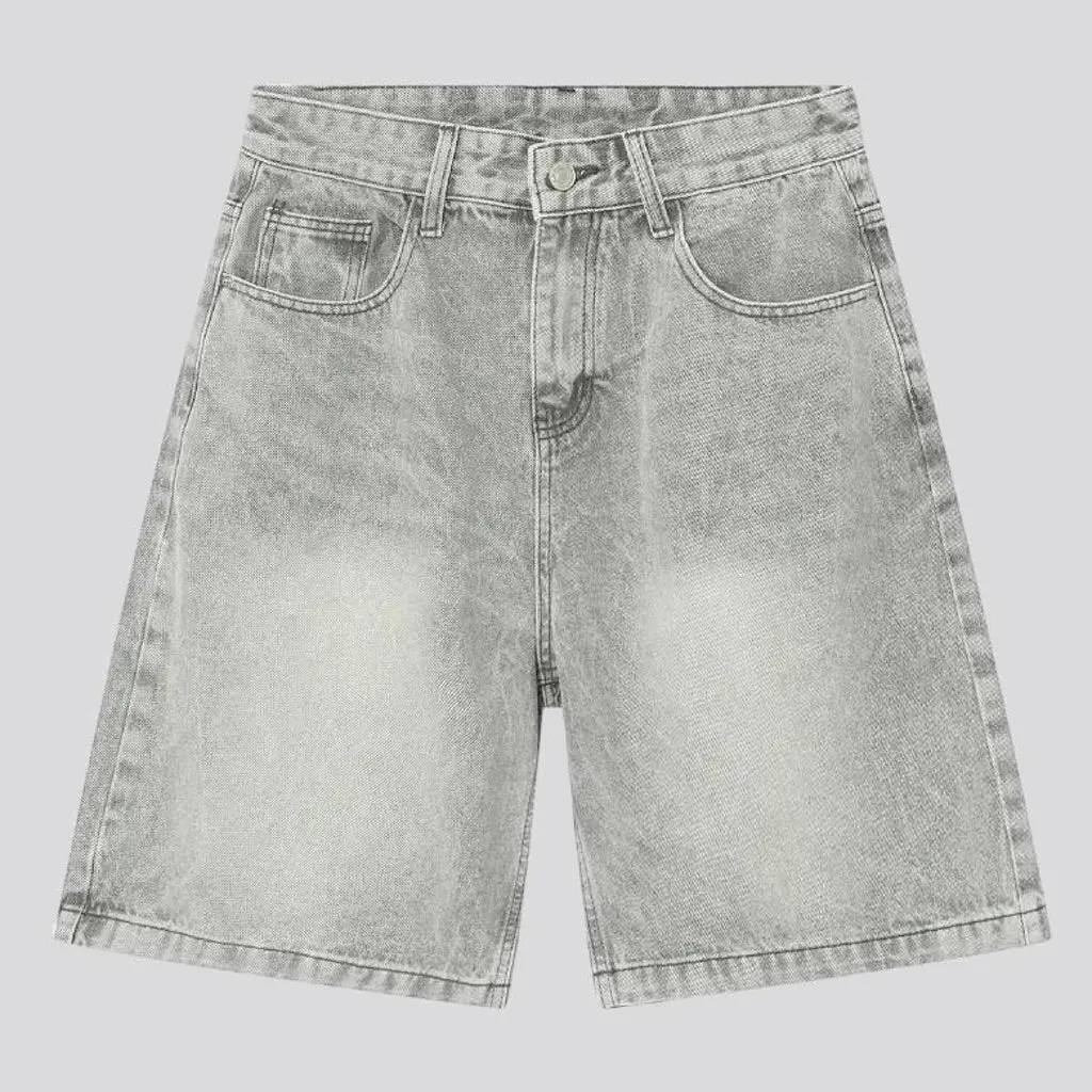 Sanded baggy jean shorts for men