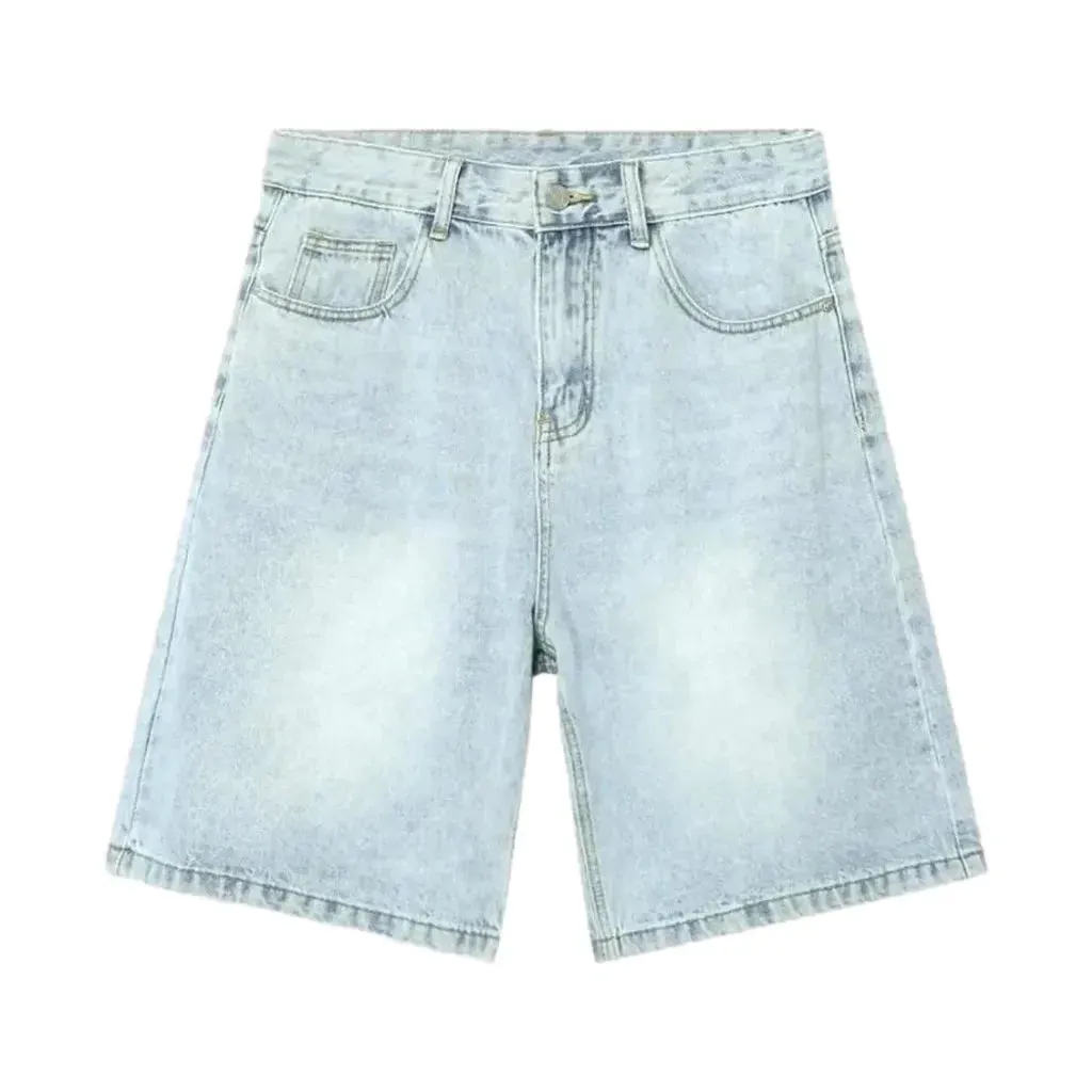 Sanded baggy jean shorts for men