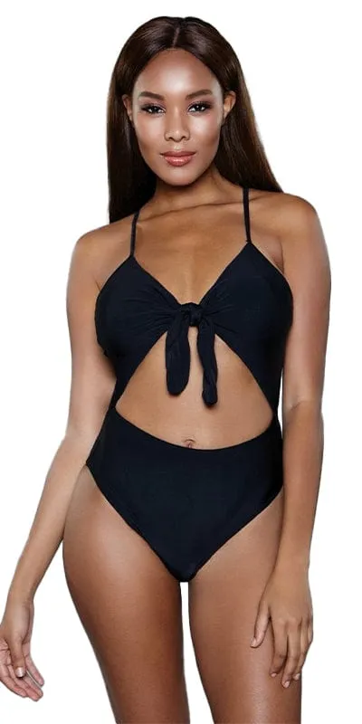 Sexy Amber Tie Front Cut Out Swimsuit