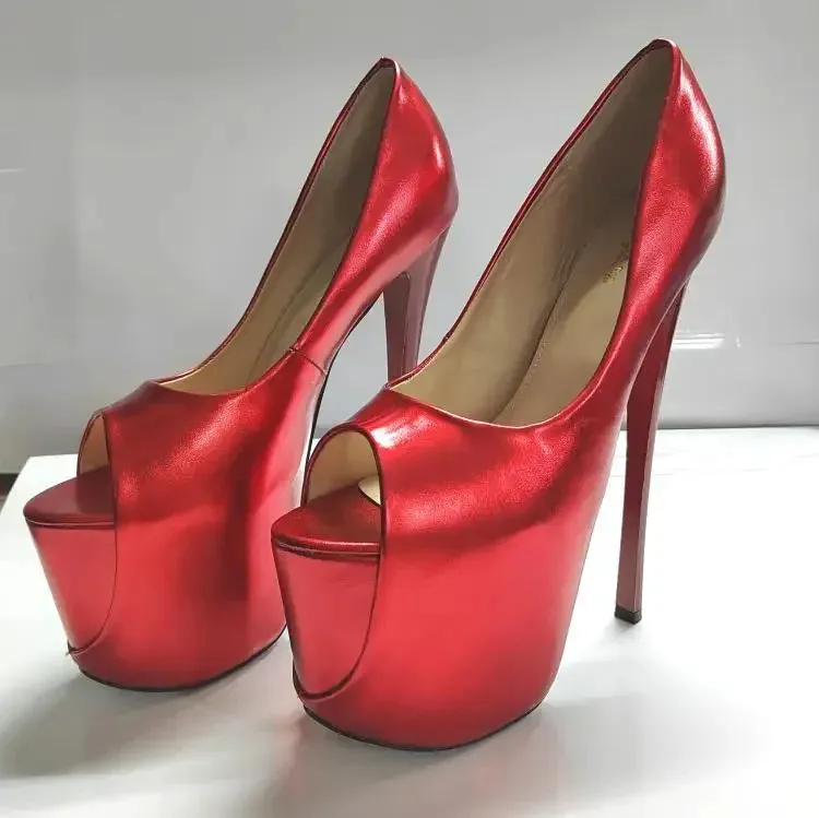 Sexy Peep Toe Platform Women Pumps 22cm Super High Thin Heels