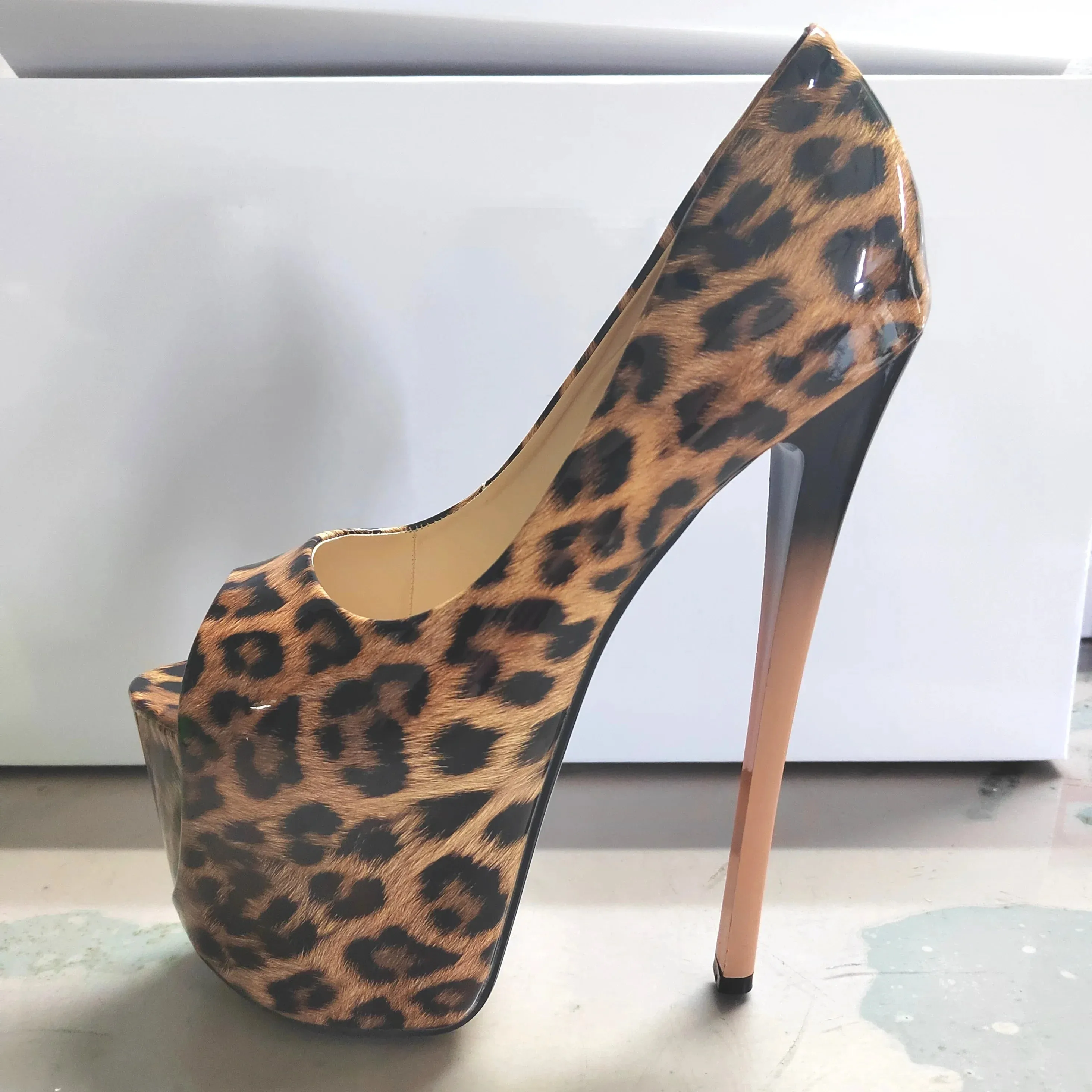 Sexy Peep Toe Platform Women Pumps 22cm Super High Thin Heels