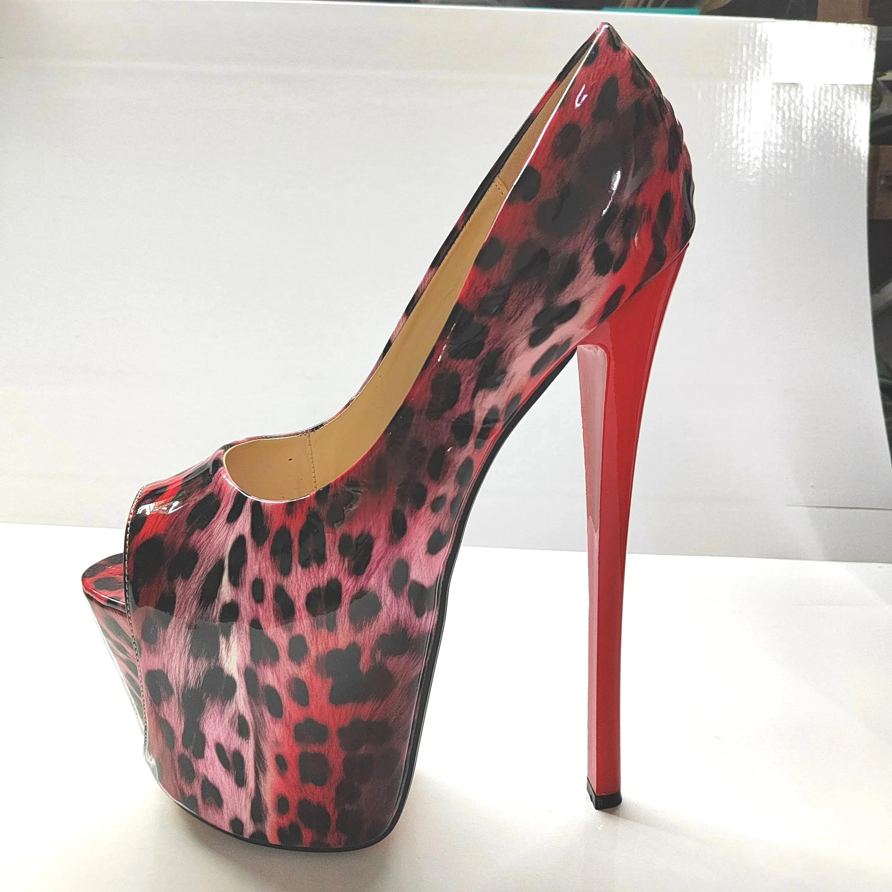 Sexy Peep Toe Platform Women Pumps 22cm Super High Thin Heels