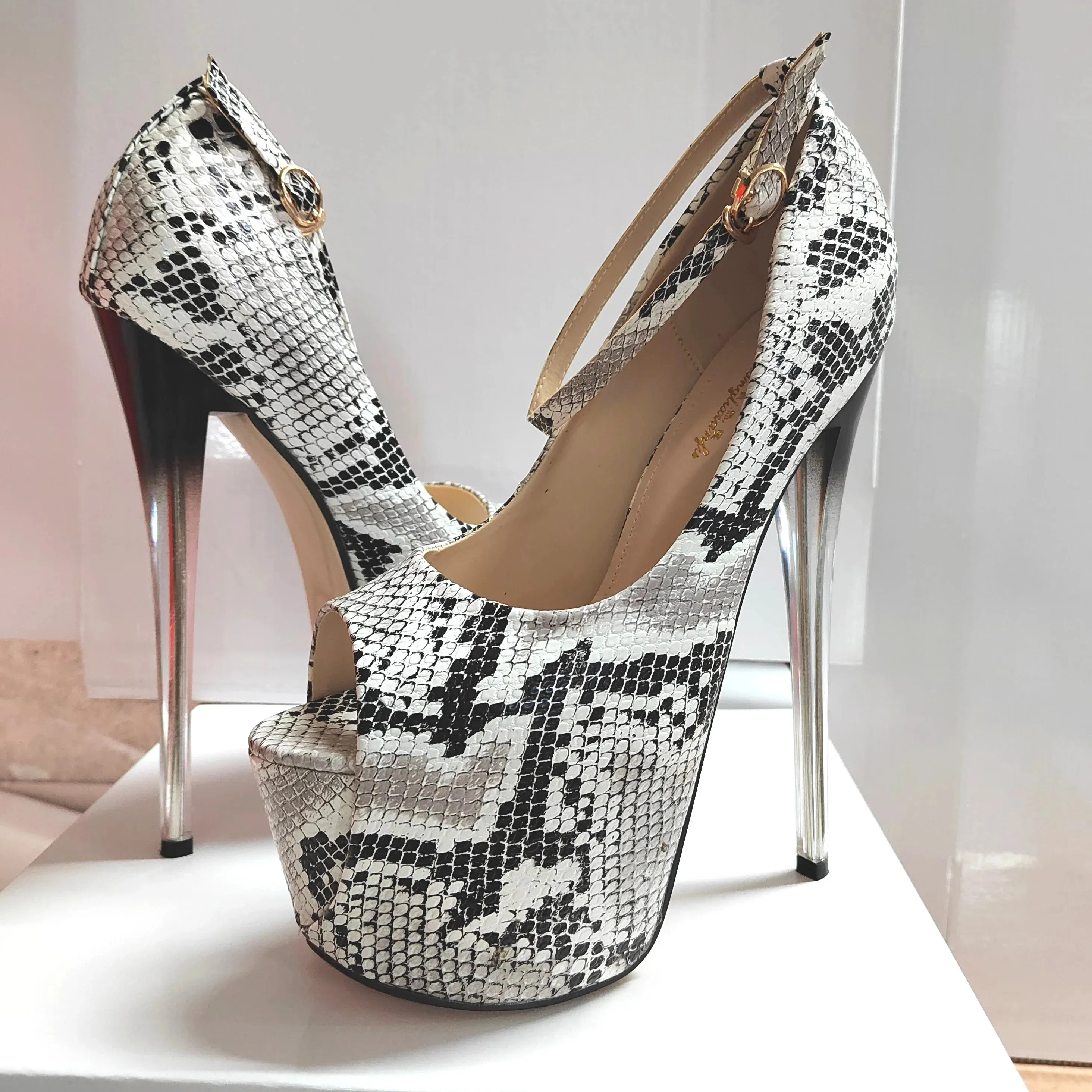Sexy Peep Toe Platform Women Pumps 22cm Super High Thin Heels