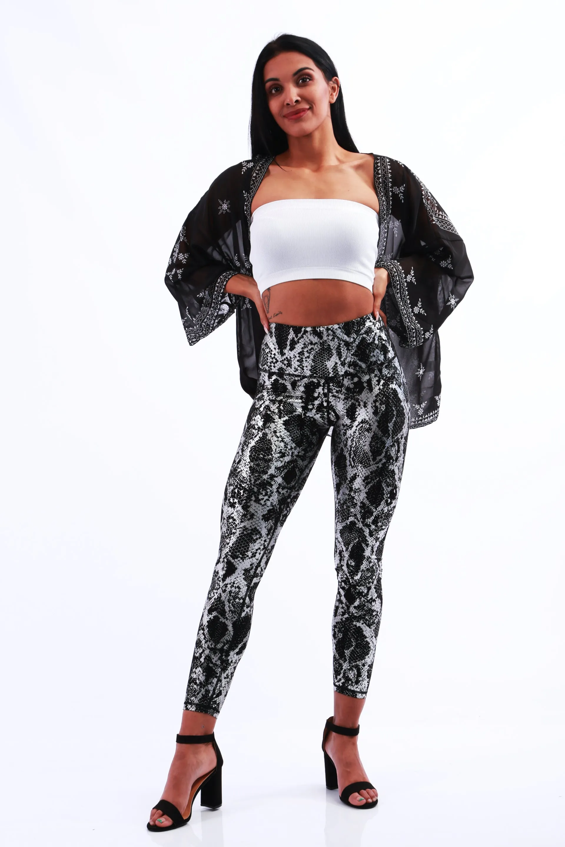 Shapewear TNG Dazzle Leggings - Black Silver