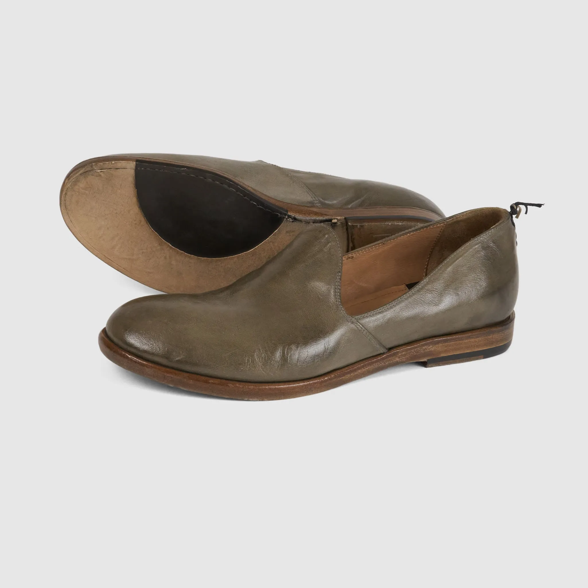 Silvano Sassetti Ladies Washed Leather Ballerina Style Slippers